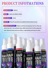 Temporary Hair Color Spray One-Time Hair Dyeing Instant Hair Salon Multi Color Hair Dye Makeup Chalk Washable DIY Party Styling