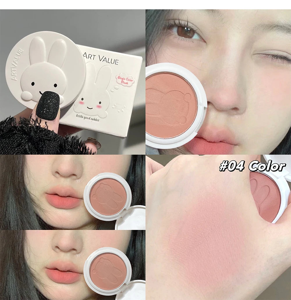 Monochrome Blush Palette Matte Peach Rouge Cute Bunny Rose Red Cheek Tint Blusher Powder Natural Face Contouring Shadow Makeup