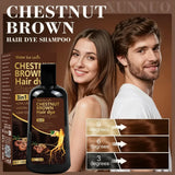Water Ice Levin 3-in-1 Chestnut Brown Hair Dye Shampoo with Ginger & Ginseng for Instant Gray Coverage & Long-Lasting Color