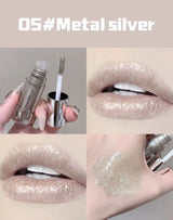 Water Light Mirror Lip Gloss Lasting Moisturizing Cool Black Silver Gray Pearlescent Fine Sparkling Lipstick Lip Oil