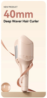 40mm Deep Wave Hair Crimper with Negative Ion - Adjustable Temperature Curling Iron for Long Lasting Wavy Hair, Anti-Frizz