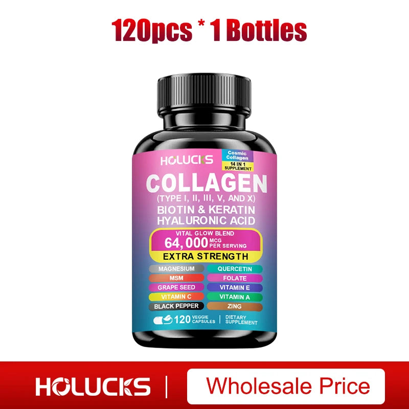 High Strength Collagen Complex, with Biotin, Hyaluronic Acid, Antioxidant, for Firm Skin, Strong Joints, Bone, Hair and Nails