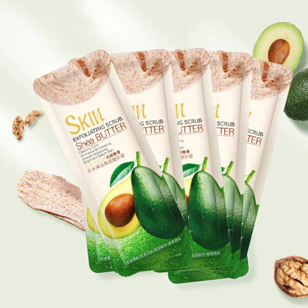 FENYI 15pcs Shea Butter Body Scrub Face Exfoliating Peach Extract Deep Cleansing Moisturizer Soft Whitening Skin Care Body Care