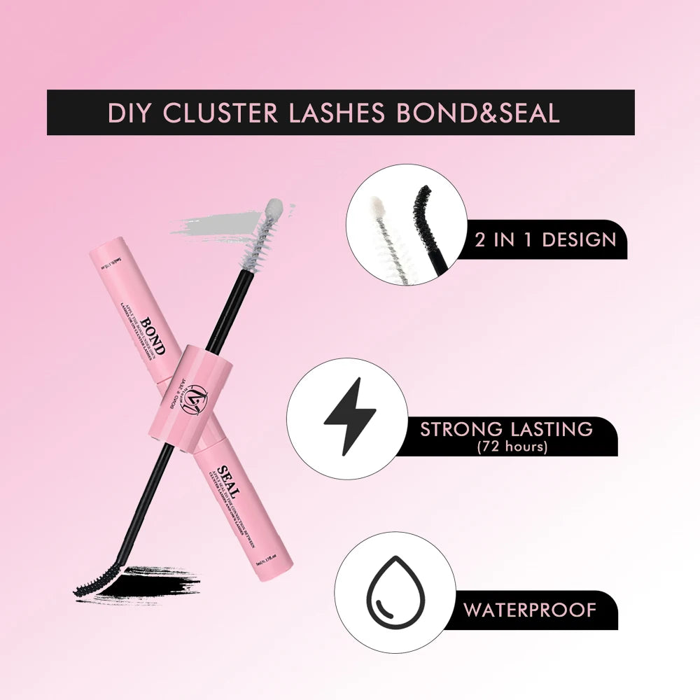 WINKLURE Manga Lash Clusters Kit Cat Lashes with Lash Bond & Seal Cluster Eyelash Extensions Mixed Tray Eyelash Clusters Kit