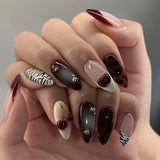 24 false nail pieces shipped randomly, Instagram-style false nails, wearable full-coverage almond-shaped press-on nails.