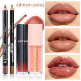4Pcs/Set Velvet Lip Combo, Matte Lip Liner, Lip Oil Nude Gloss, Long-lasting Waterproof, Sophisticated Lip Look