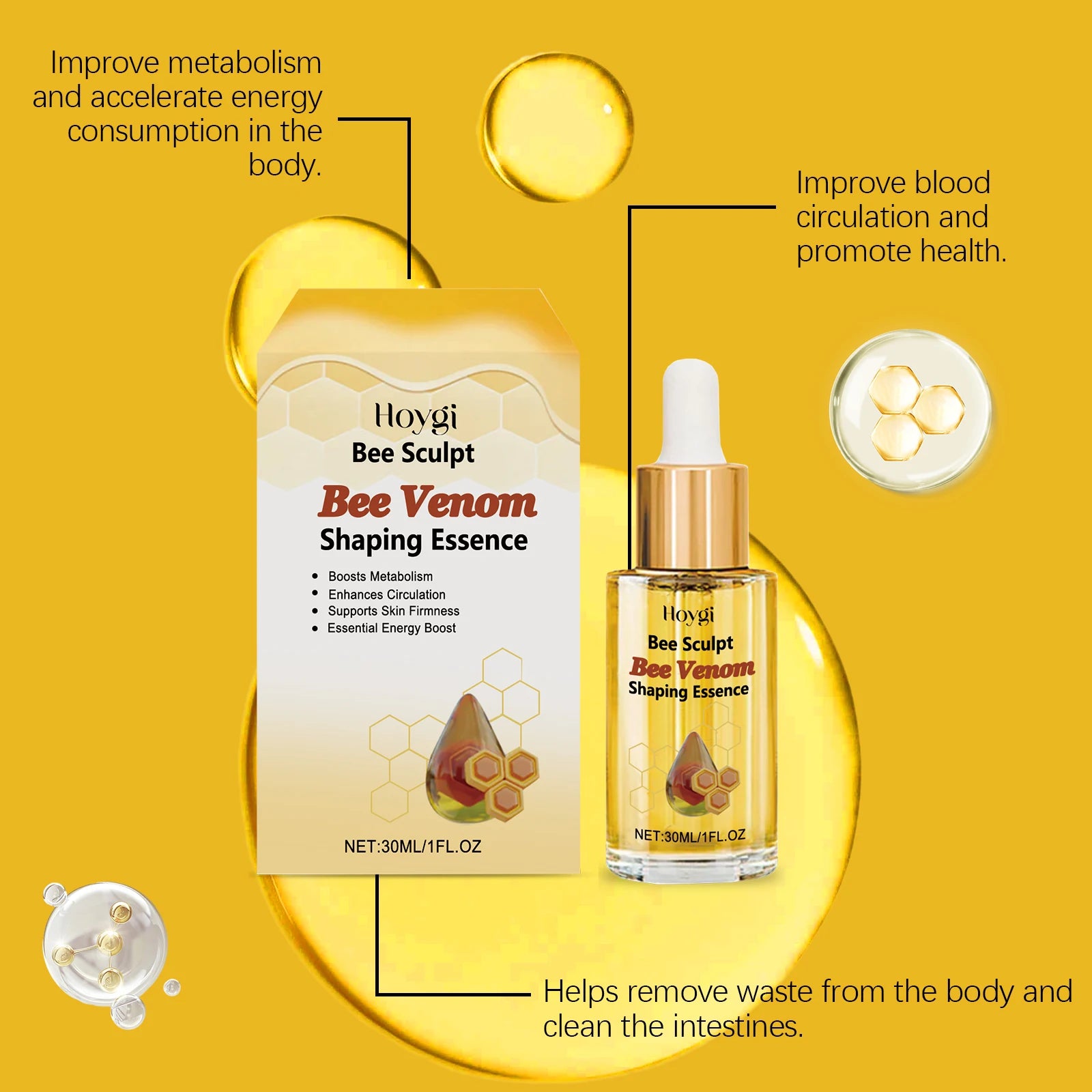 Bee Venom Firming Lifting Body Skin Essential Oil Improves Sagging Shapes Body Contours Moisturizing Bee Venom Body Massage Oil