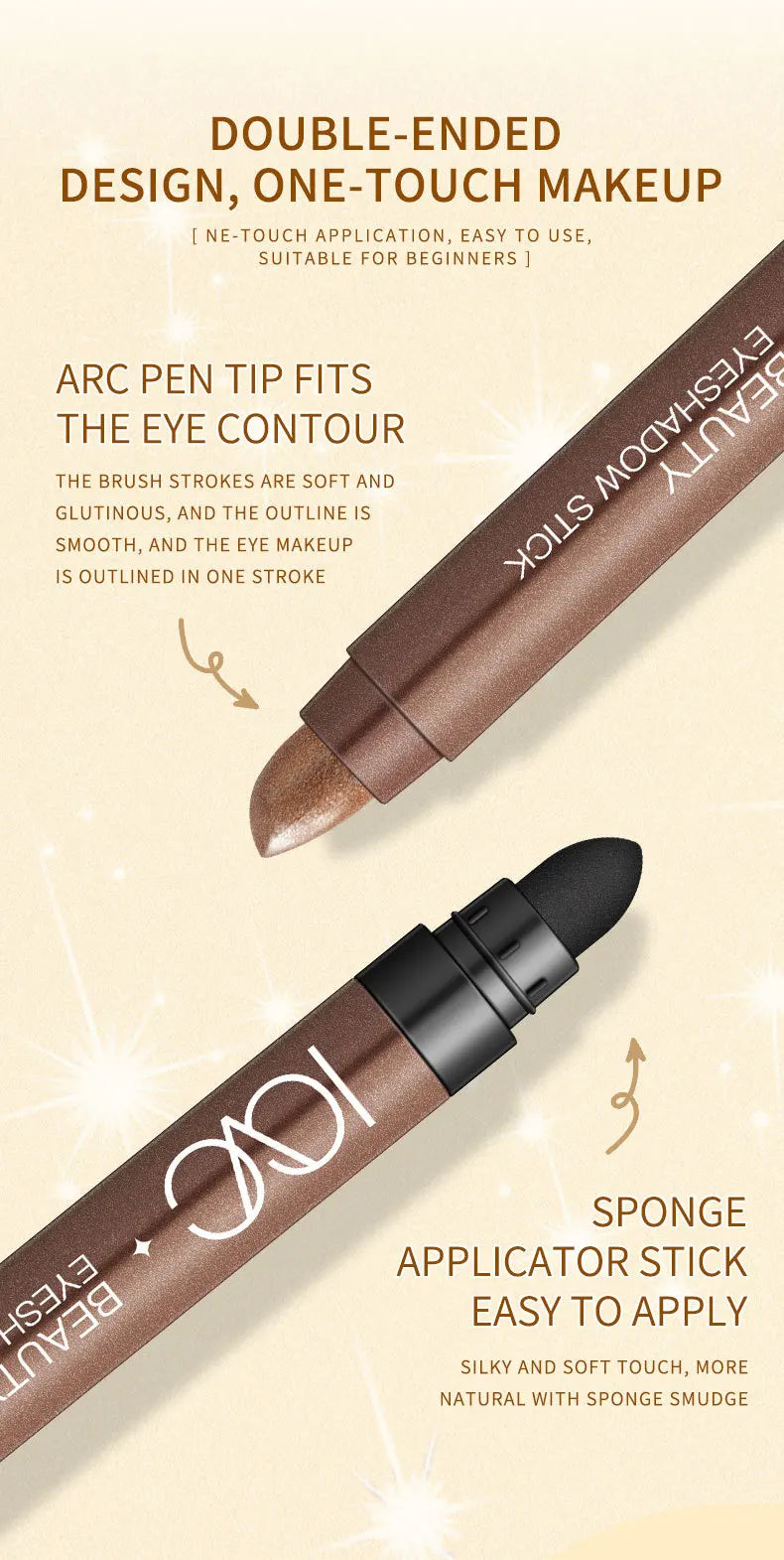 Double-ended Eyeshadow Pen Eyeliner Multiuse Shimmer Shadow Pearlescent Glitter Brightening Longlasting Waterproof Sweat-proof