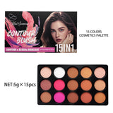 12 Colors Blush Contour Highlighter Makeup Palette, Matte Face Blush Powder for Cheek, Bright Shimmer Bronzer Professional Facia