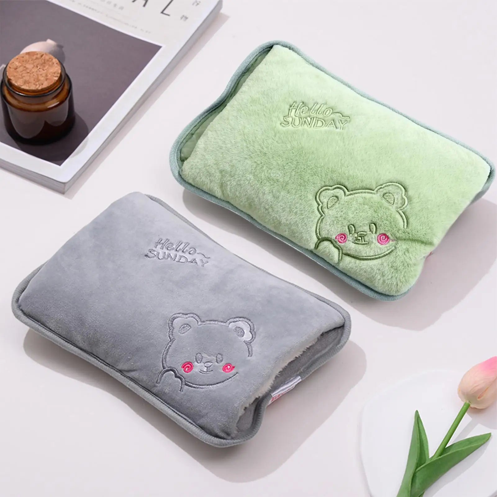 Rechargeable Electric Hot Water Bottle Hand Warmer Heat Pad for Period Cramps Muscle Pain Back Neck Shoulder Legs Home Office