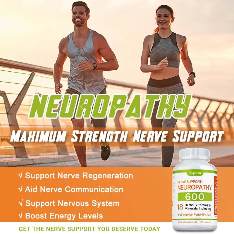 Neuropathy Support Supplement 600mg - Supports The Nervous System, Relieves Stress, Promotes Brain Function, and Boosts Energy