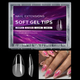 Luxury False Nail Tips Soft Gel Fingertip Semi-matte Capsules Almond French Coffin Full Cover Artificial Fake Nails Extension