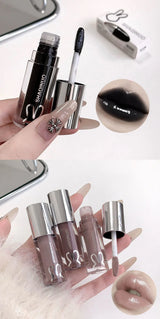 1Pc Lip Gloss Mirror Moisturizing Gothic Pure Black Silver Fine Flash Low Saturation Lip Glazed Lasting Lip Makeup Halloween