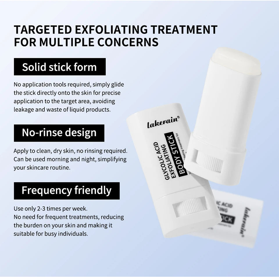 Lakerain Exfoliating Body Stick Multiple Glycolic Acid Cleaning Long-lasting Moisturizing Nourishing Smoothing Skin Care