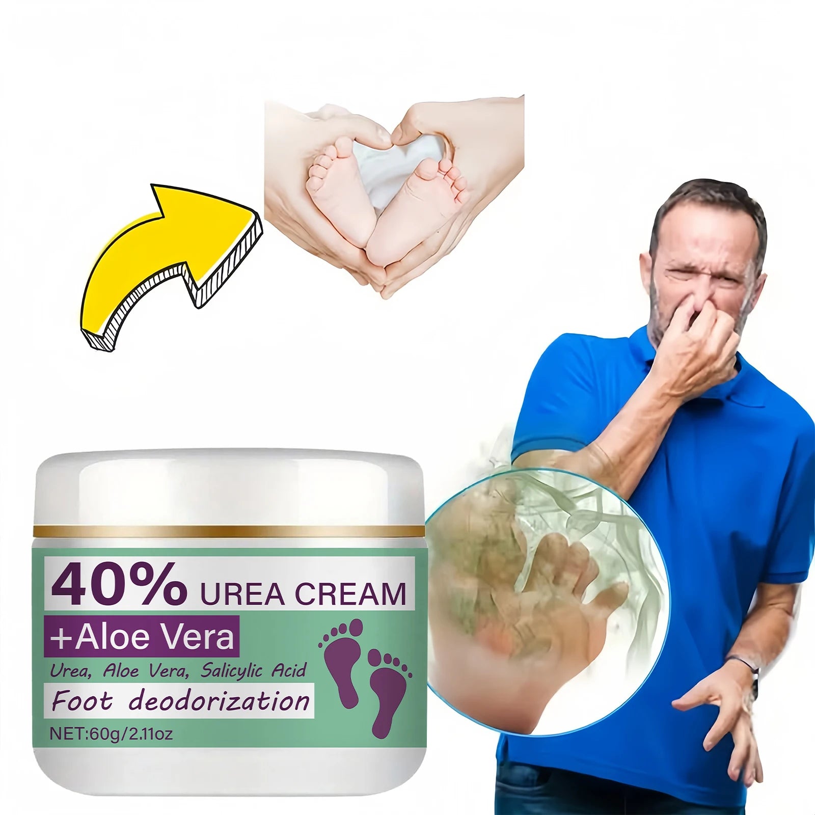Foot Deodorant Cream - Powerful Odor Removal and Sweat Protection, Ergonomic Tube Design for Precise Application, Suitable for Daily Use and for Refreshing Your Feet Anytime