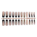 10Pcs Long French Fake Nails with Glue Ballet False Nails Butterfly Rhinestone Design Press on Nails Wearable Coffin Nail Tips