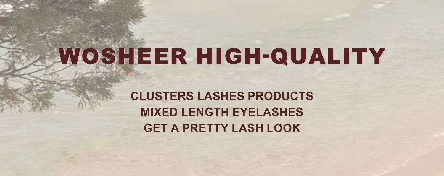 WOSHEER Manga Lash Clusters Kit Cat Lashes with Lash Bond & Seal Cluster Eyelash Extensions Mixed Tray Eyelash Clusters Kit