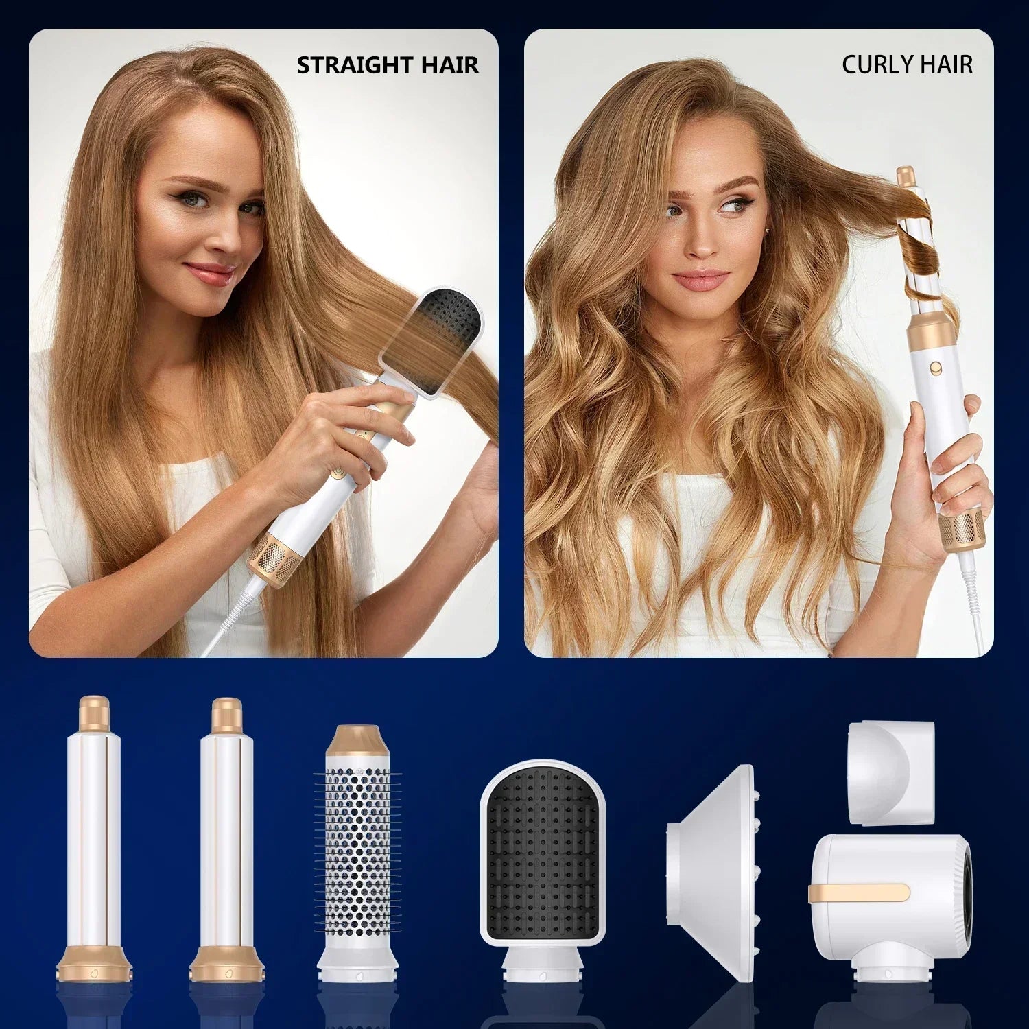7 In 1 Hair Dryer Brush Brushless High Speed Hair Dryer with Diffuser Ionic Blow Dryer Hot Air Styling Comb Auto Hair Curler