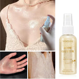 Body Highlighter Spray–Quick-Dry Non-Sticky Shimmer Mist, Fine Glitter for Hair & Skin,Water-Resistant Long-Lasting Summer Glow