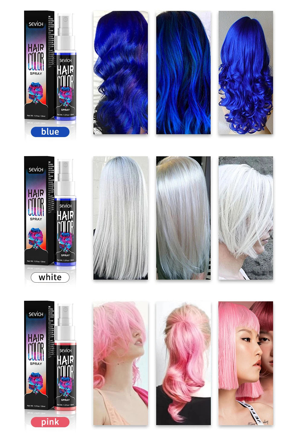 Temporary Hair Color Spray One-Time Hair Dyeing Instant Hair Salon Multi Color Hair Dye Makeup Chalk Washable DIY Party Styling