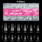 Luxury False Nail Tips Soft Gel Fingertip Semi-matte Capsules Almond French Coffin Full Cover Artificial Fake Nails Extension