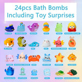 Bath Bombs for Kids with Surprise Inside, 24 Pack Kids Bath Bombs Gift Set, Natural Organic Kids Bubble Bath Fizzy for Girls Boy