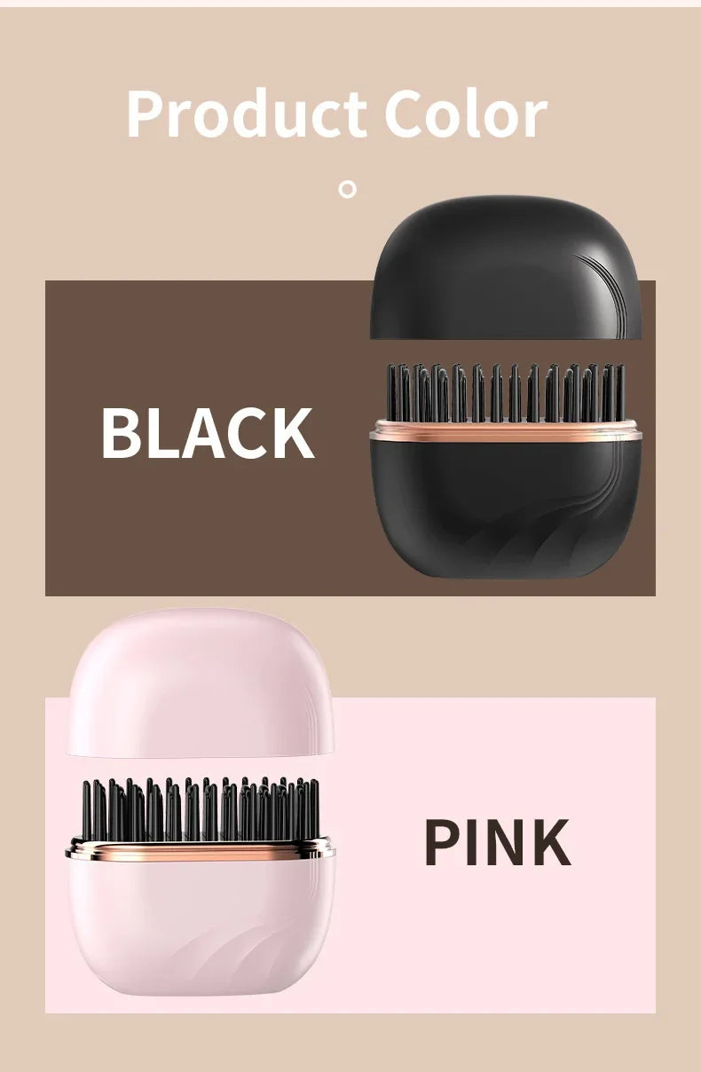 Portable Wireless Straightening Comb Mini USB Rechargeable Hair Straightener Brush Multifunctional Gentle Hair Styling Accessory For Travel Daily Use