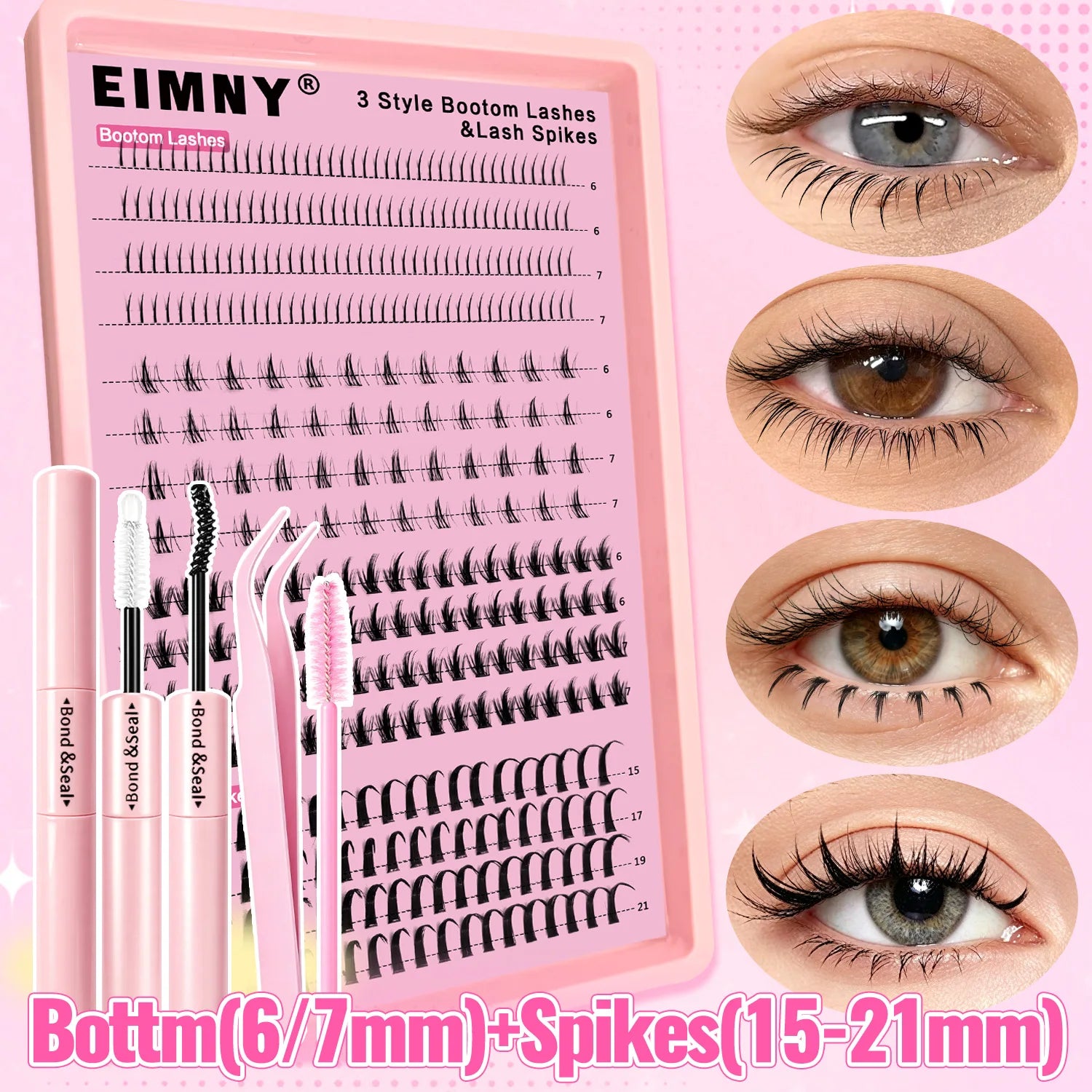 720/200pcs eyelash Extension Kit Fluffy Eyelash Extension kit with Lash Bond and Seal Lash Tweezers Thick Lash Clusters Wispy