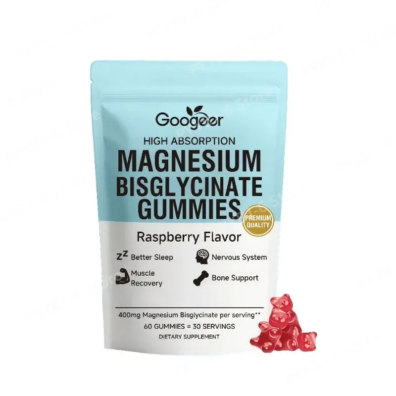 Magnesium Bisglycinate Gummies 400mg, 60 Count, Adult Daily Wellness Supplement for Bone Muscle Sleep Support