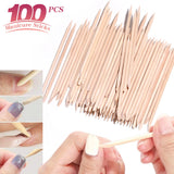 100Pcs Orange Wood Sticks for Nails Double Sided Cuticle Pusher Remover Nail Art Manicure Pedicure Tool for Manicure Pedicure