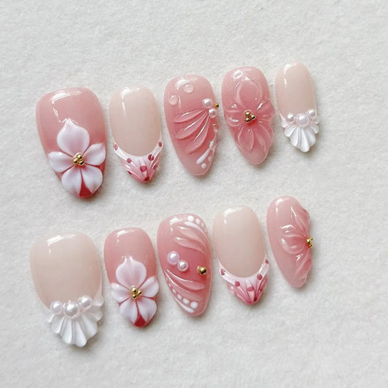 24 false nail pieces shipped randomly, Instagram-style false nails, wearable full-coverage almond-shaped press-on nails.