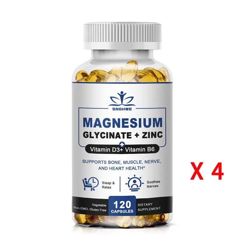 Magnesium & Zinc Capsules for Muscle, Joint,Bone,Enzyme & Heart Health Rest &Relaxation Magnesium Glycinate Supplement