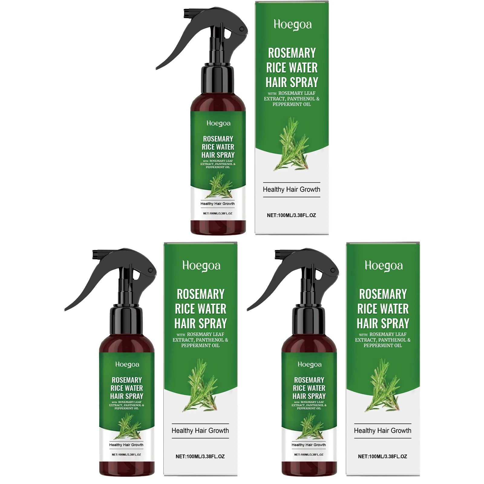 Rosemary Hair Growth Spray with Rice Water Hair Care Oil for Scalp Hydrate Thickness Anti-Flake Soft Smooth Strengthen Hair Mist