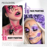 7PCS/SET Halloween Face And Lip Paint Set, 2 Paint Pens, 3 Liquid Lip Colors, 1 Detail Brush, 1 Beauty Tool, Quick-Dry Smudge-Proof Formula, Long-Wear Non-Sticky Finish, Great for Spooky Holiday Looks