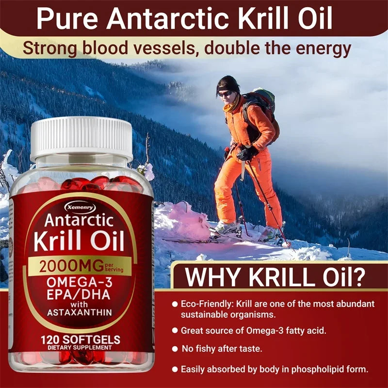 Antarctic Krill Oil Astaxanthin Capsules(EPA, DHA) Joint And Skin Health Support Immunity, Cardiovascular, Non-GmoSupplementsSup
