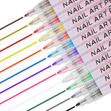 12Pcs/Set Colourful Waterproof Nail Art Graffiti Pen DIY 3D Nail Art Drawing Pen Abstract Line Manicure Tool Painting Liner