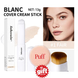 Lakerain Color Changing Foundation Stick Full Coverage Matte Finish Dual-Ended Brush & Stick Waterproof Smooth Foundation Makeup