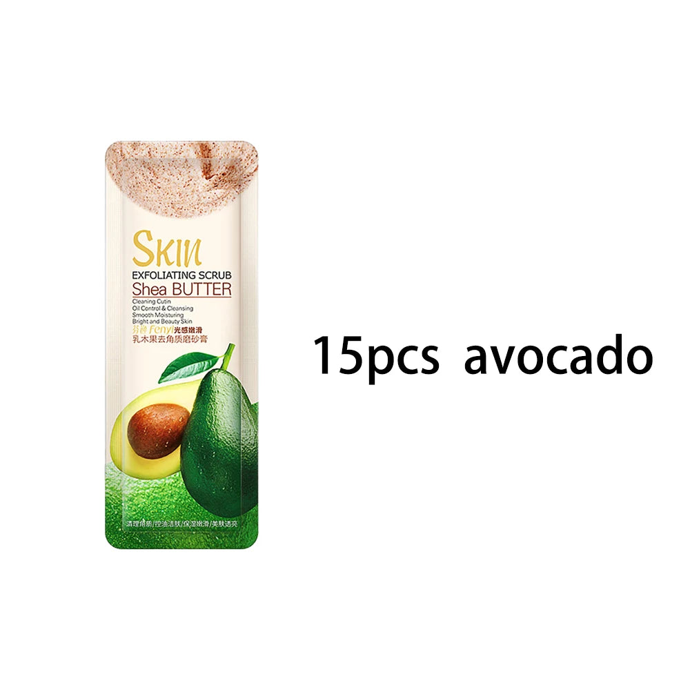 FENYI 15pcs Shea Butter Body Scrub Face Exfoliating Peach Extract Deep Cleansing Moisturizer Soft Whitening Skin Care Body Care