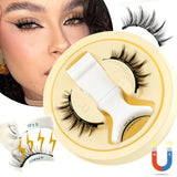1/2 Pair Reusable Magnetic Eyelashes Tweezers Set Faux Mink Lashes Handmade 3D Natural False Eyelashes and Magnetic Tweezers Set