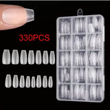 Boxed 330 Short Almond Nail Tips - Upgraded Matte Gel Nail Stickers Without File, Pre-Shaped Full Coverage of Short Almond Nails