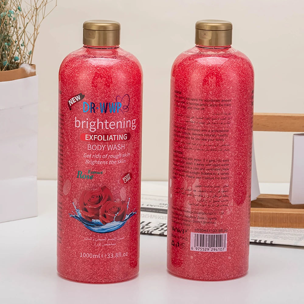 1000ml Lavender Kojic Acid AHA Shower Gel Deep Cleansing Brighten Skin Scrub Body Wash Exfoliator Body Care Fragrance Skincare