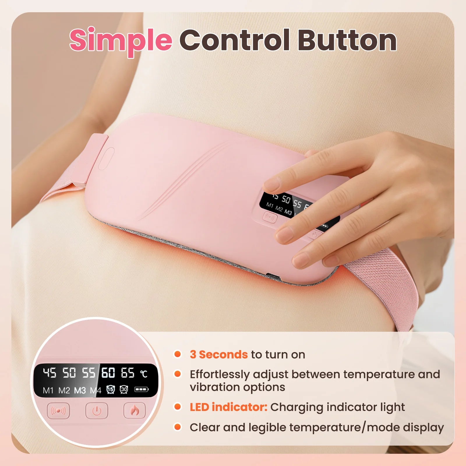 Women Menstrual Heating Pads Effective Hot Compress Period Relief Belt Rechargeable Heated Waist Massager Gifts for Female