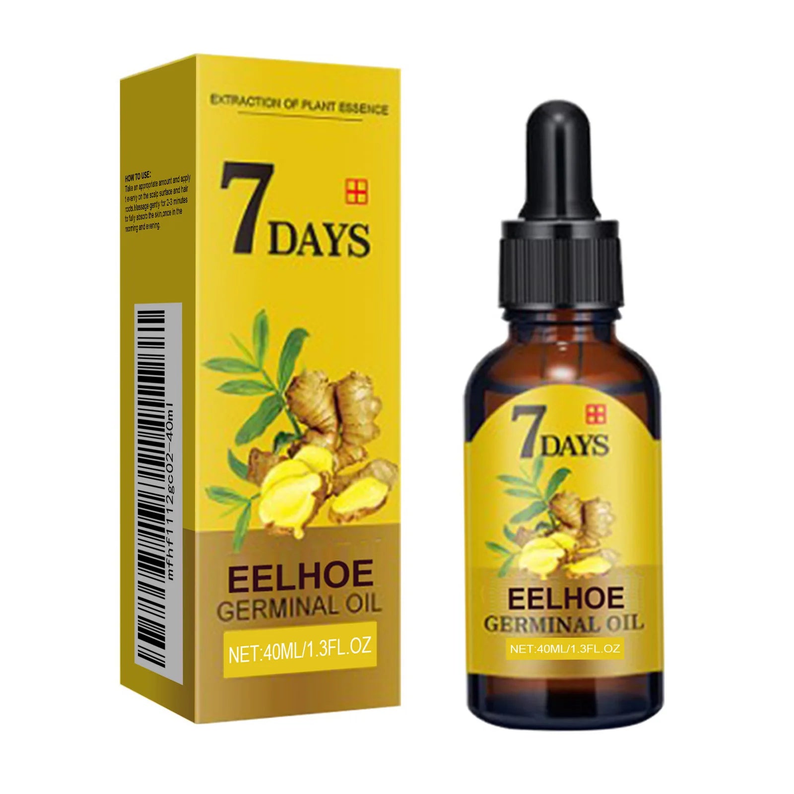 EELHOE Ginger Oil for Hair Growth Smooth Split Ends in Hair Strengthener Dense Prevent Hair Loss Woman Ginger Essential Oil 40ml