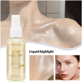 Body Highlighter Spray–Quick-Dry Non-Sticky Shimmer Mist, Fine Glitter for Hair & Skin,Water-Resistant Long-Lasting Summer Glow