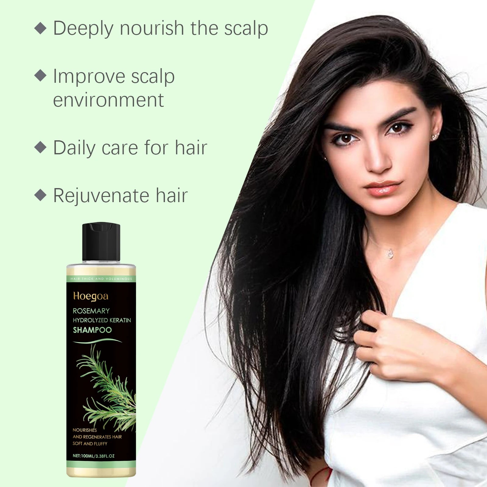 Rosemary Hair Shampoo Hair Regrowth Deep Nourishing Repair Split Ends Hair Soothing Scalp Anti Dandruff Hair Strengthens Shampoo