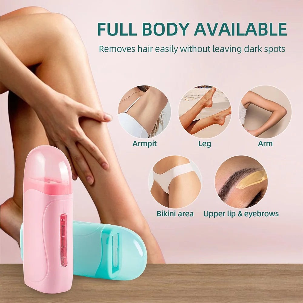 Roll On Waxing Kit With Wax Cartridges And Wax Strips 3 In 1 Soft Wax Heater Kit Hair Removal Wax Wax Paper Waxing Kits Warmer