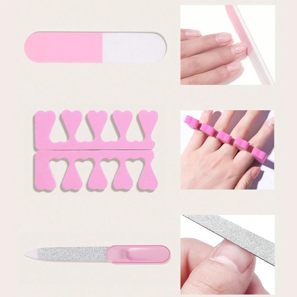 Professional Nail Art Kit with 54W UV Lamp Glue Dryer Polisher Dead Skin Remover Finger Separator Manicure Pedicure Home Use