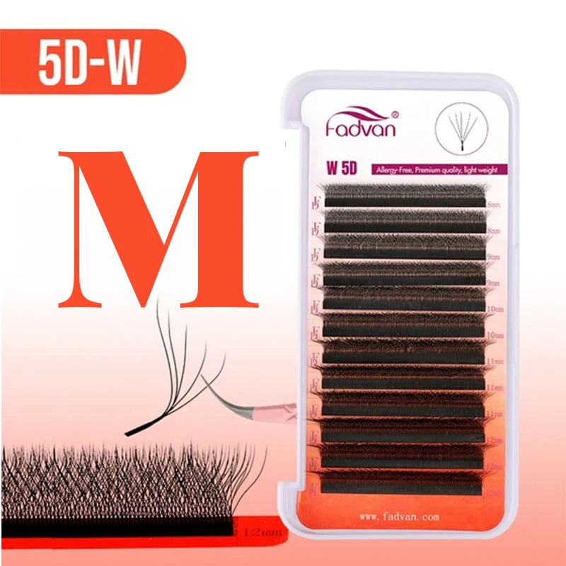 FADVAN M/L/L+/C/D Curl 3D/4D/5D W Shape Eyelash Extensions Waterproof Curling Natural Volume Lashes Soft Black False Eyelashes