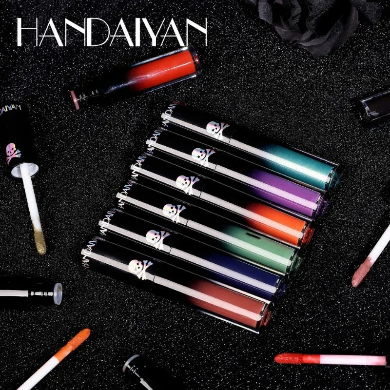 4pcs Matte Lipstick Set Waterproof Sexy Green Purple Black Lip Gloss Shiny Lip Tint Halloween Lip Makeup Tool Korean Cosmetics