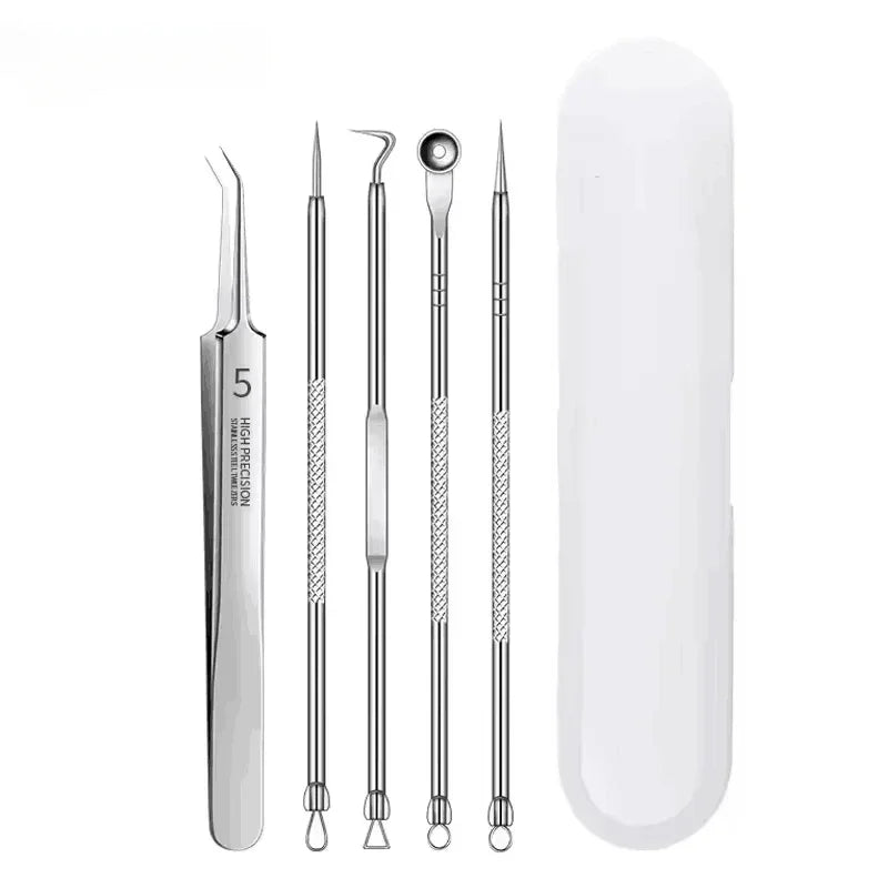 4-11Pcs Ingrown Hair Tweezers Acne Blackhead Removal Needles Black Dots Cleaner Deep Cleansing Pore Cleaner Face Skin Care Tools